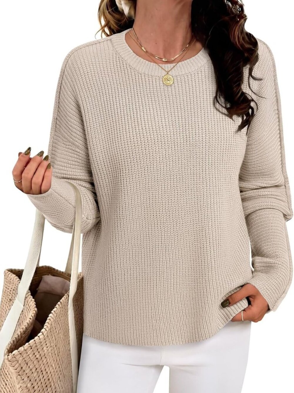 Trendy Women's Casual Long Sleeve Pullover Sweater with Exposed Seam - Cute